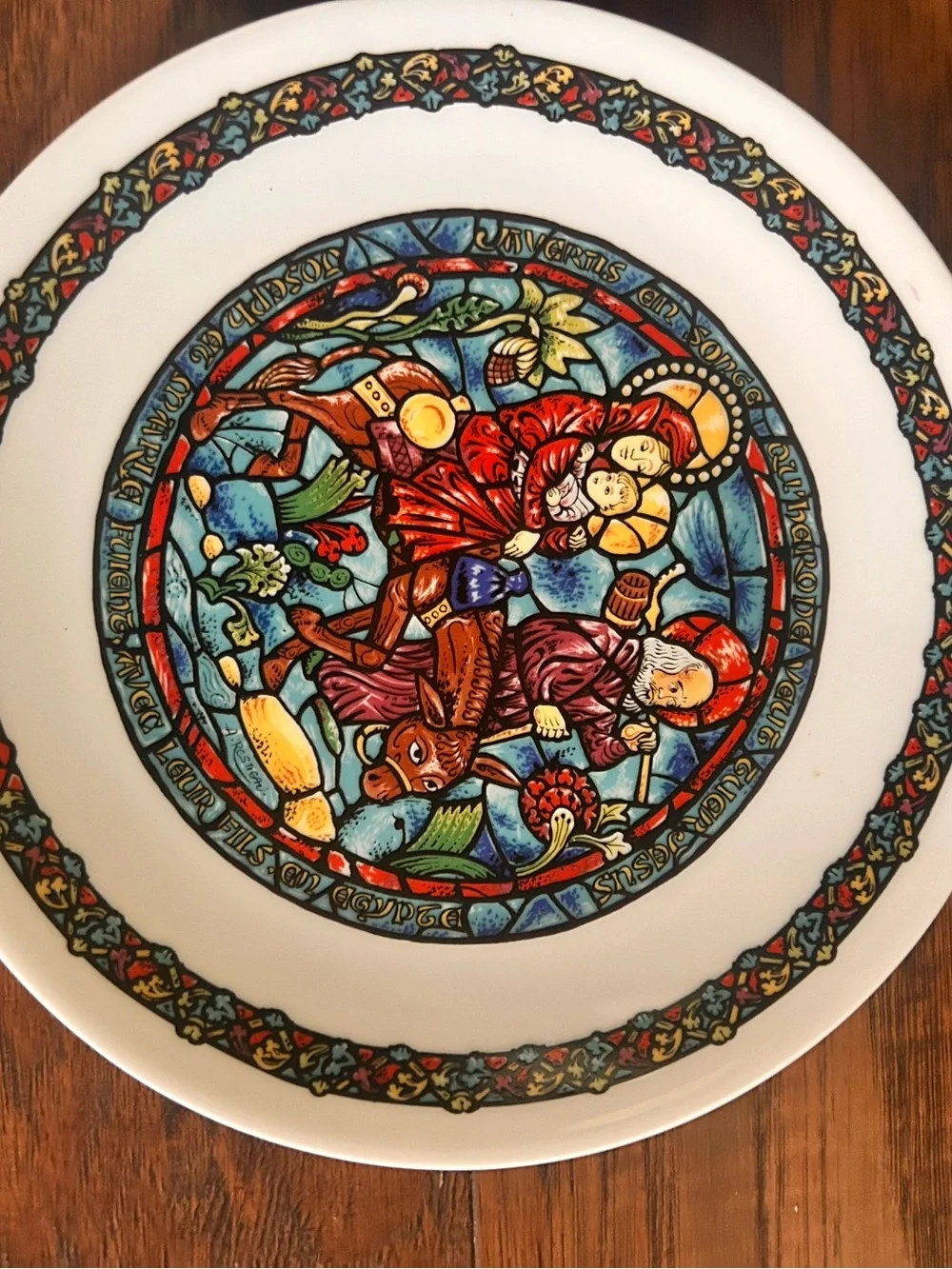 D'Arceau Limoges Plates 8 1/2 Inch Noel Vitrail Christmas Scenes 1970s Set Of 4